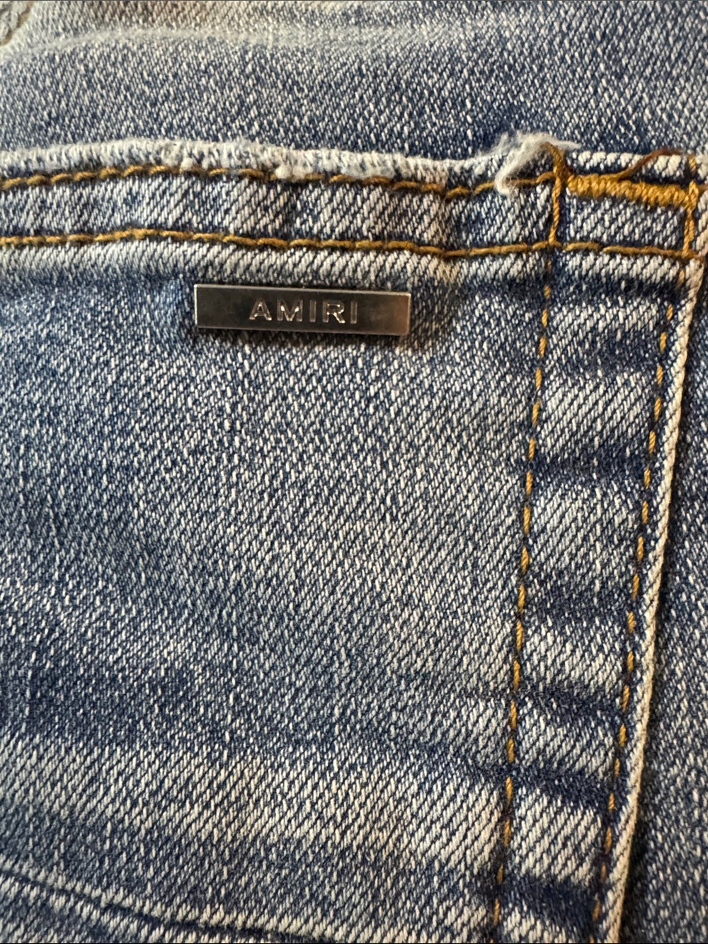 AMIRI Women's Light Blue Distressed Skinny Jeans with Embellished Patches EUC 34 - Picture 7 of 15